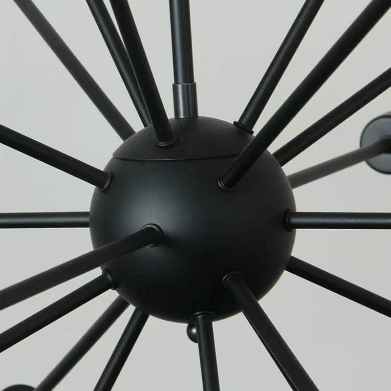 Alessio Industrial Chandelier – Black Metal, 18-Light Sputnik Design