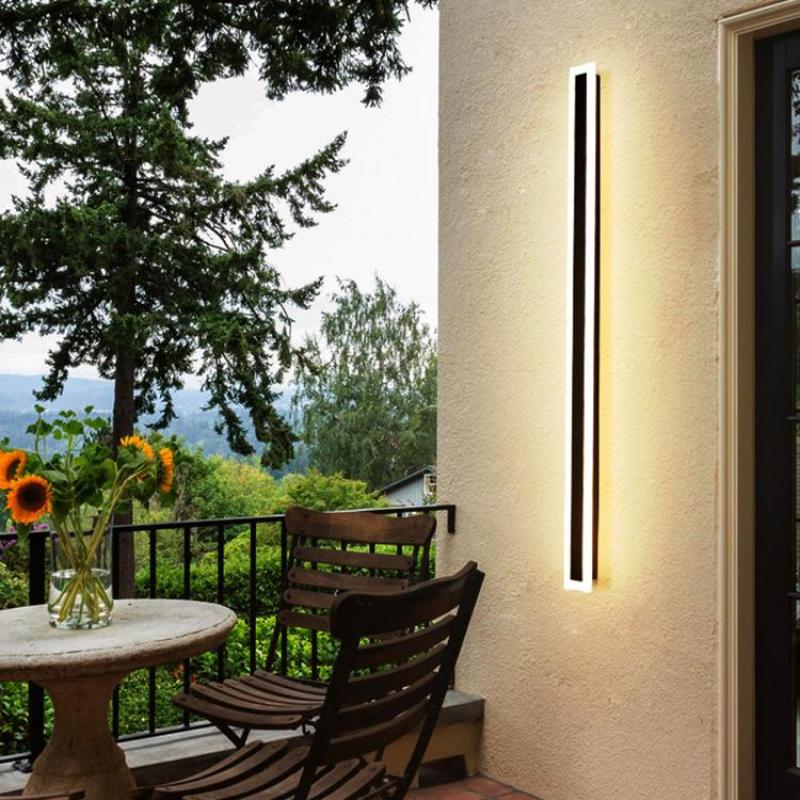 Edge Modern Outer Glow Linear Outdoor Wall Light – Dark Steel