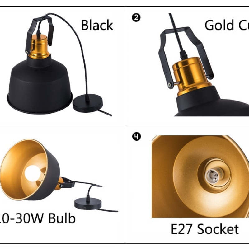 Vintage Loft LED Pendant Light – E27 Aluminum & Wood Dining Lamp