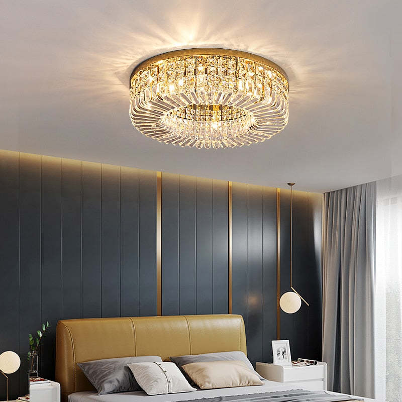 Marilyn Luxury Flush Mount Crystal LED Ceiling Light – Gold Finish