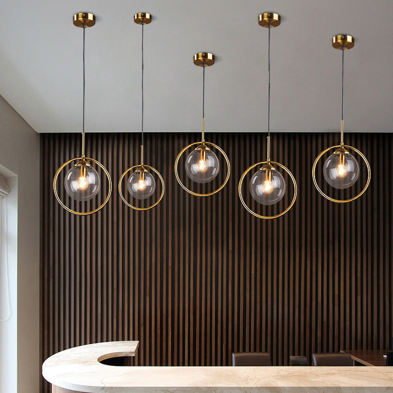 Hailie Luxury Global Glass Pendant Light – Metal Ring, LED