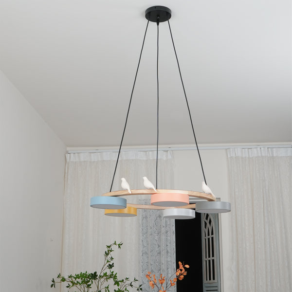 Morandi Modern Chandelier – Metal, Wood, Resin, Acrylic, 4–5 Lights
