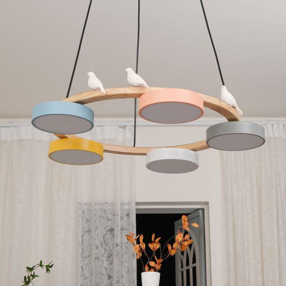 Morandi Modern Chandelier – Metal, Wood, Resin, Acrylic, 4–5 Lights