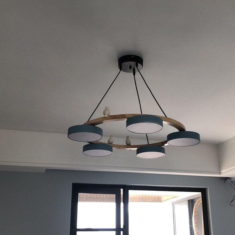 Morandi Modern Chandelier – Metal, Wood, Resin, Acrylic, 4–5 Lights