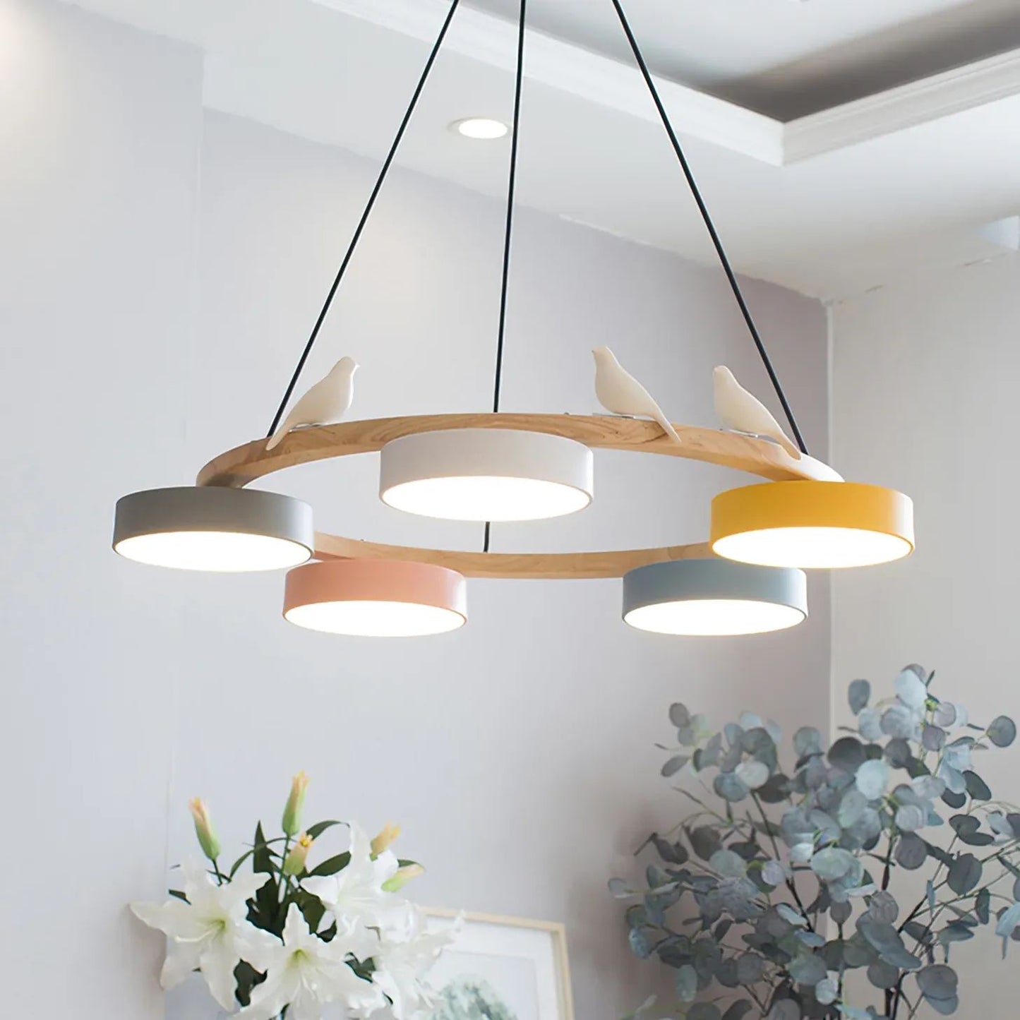 Morandi Modern Chandelier – Metal, Wood, Resin, Acrylic, 4–5 Lights