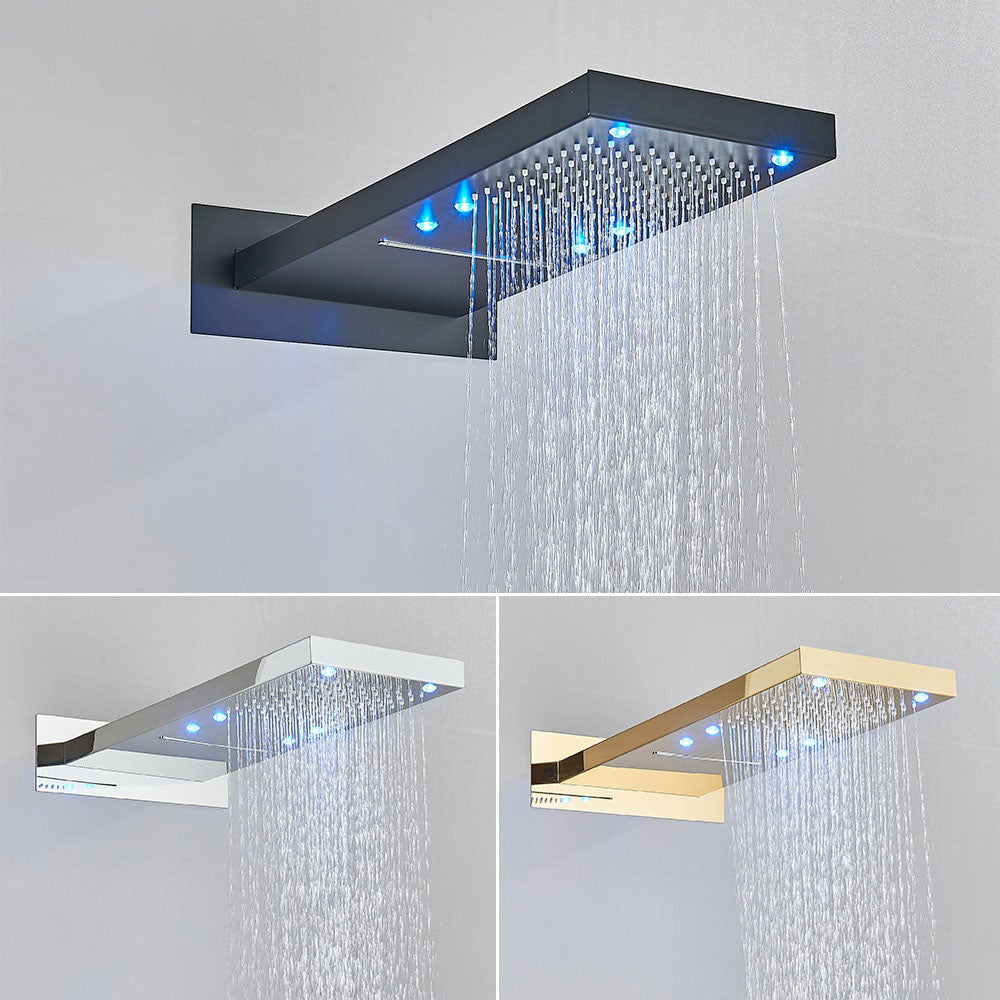 LED Rain Waterfall Three Colors Change Wall Mounted Showerhead-Rain Shower Heads-Index Bath