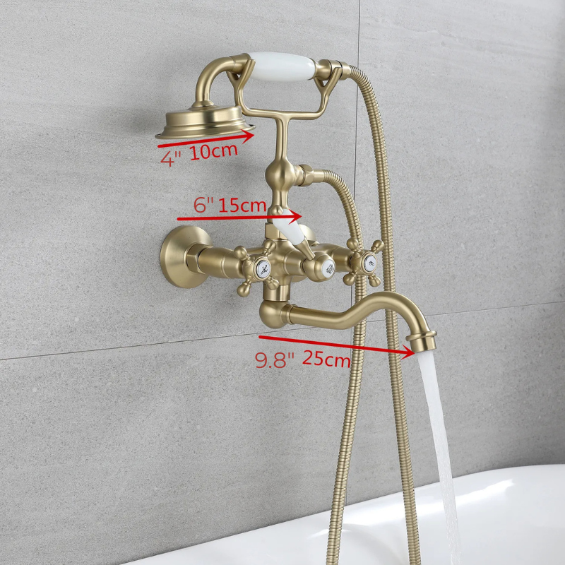 Luxury Brass Bathroom Bathtub Mixer Faucet with Handheld Shower Set-Shower Faucet-Index Bath