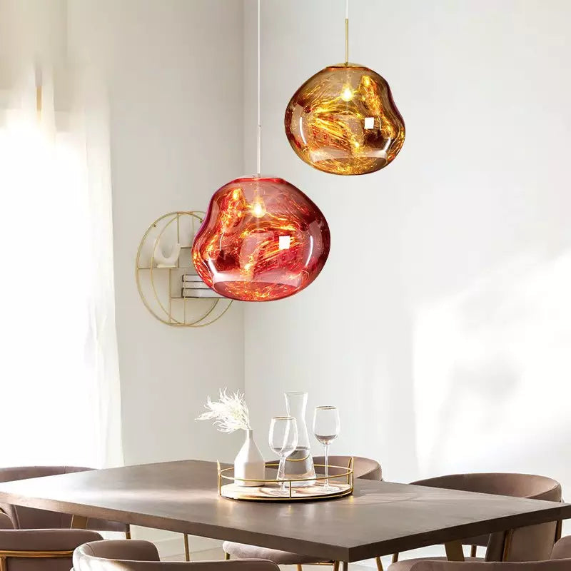 Modern Sculptural Metallic Pendant Lamp – Melted Look Design