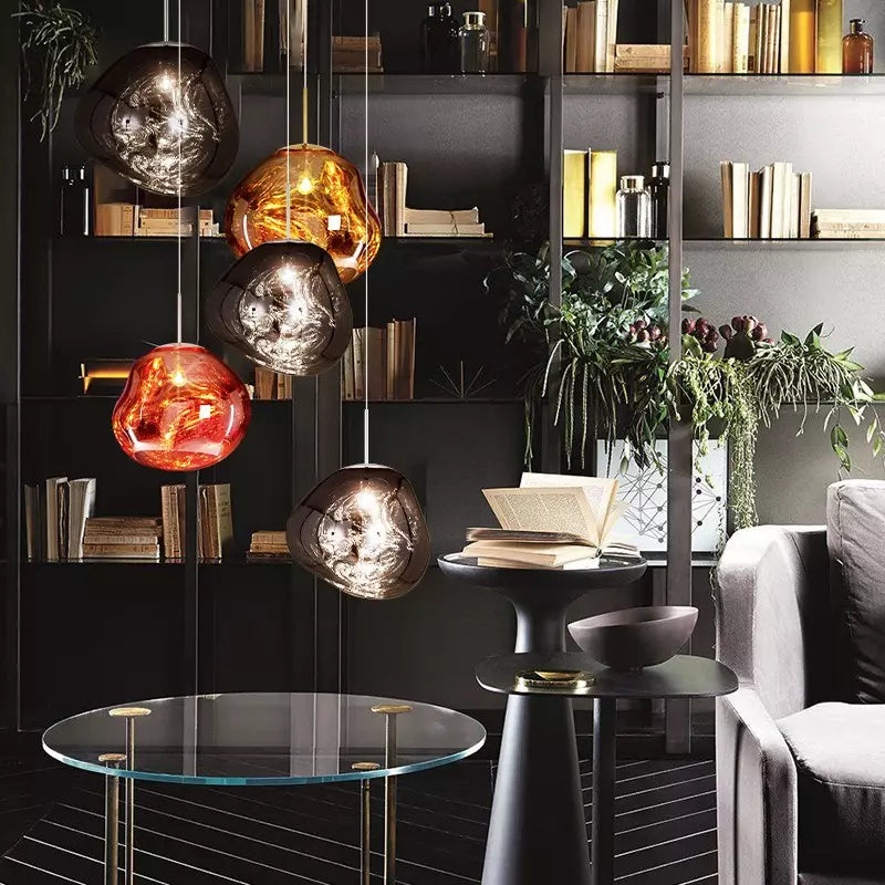 Modern Sculptural Metallic Pendant Lamp – Melted Look Design