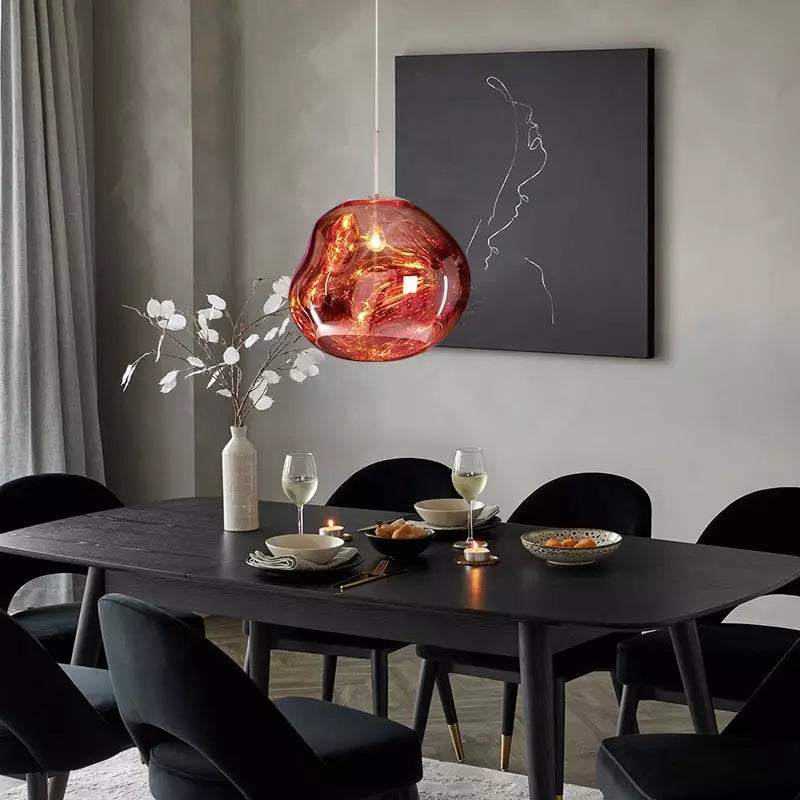 Modern Sculptural Metallic Pendant Lamp – Melted Look Design