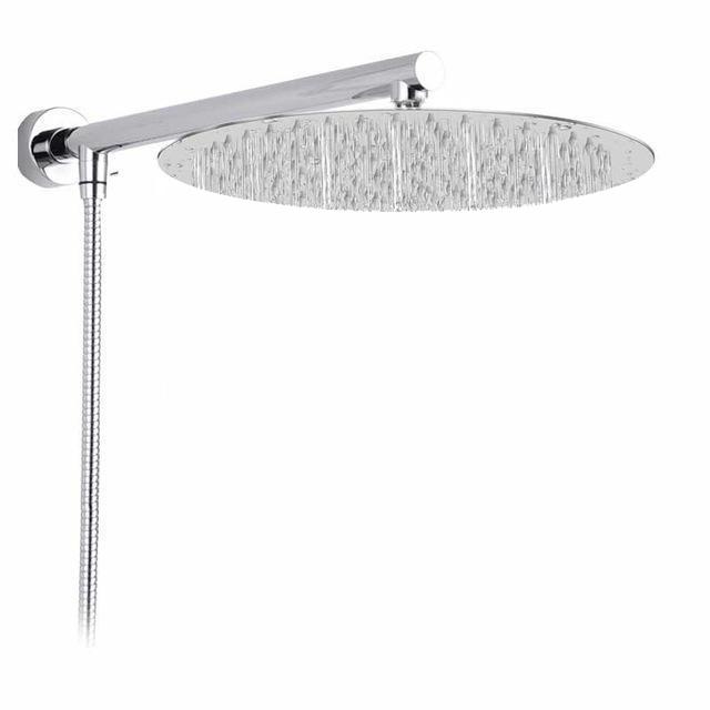 Rain Shower Heads - Wall Mounted Rainfall Ultrathin Showerhead With Shower Arm And Hose