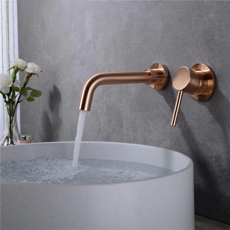 Wall Mounted Stainless Steel Faucet Single Handle Bathroom Faucet in 6 Colors-Basin Faucet-Index Bath