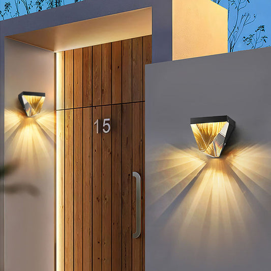 Orr Diamond Outdoor Wall Lamp – Gold/Black, Crystal Shade