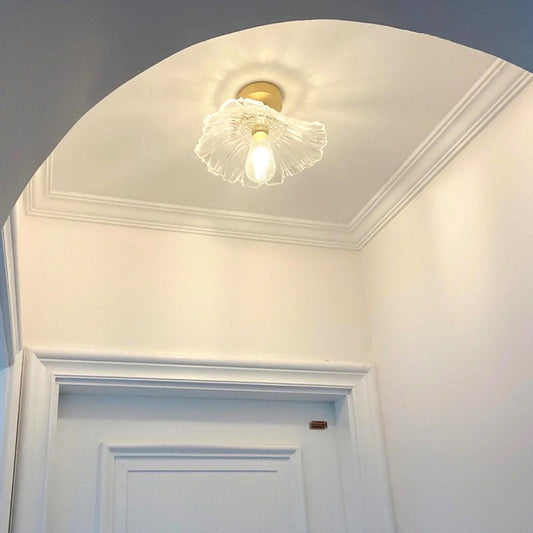 Carins Art Deco Flower Glass Flush Mount Ceiling Light – Clear/Green