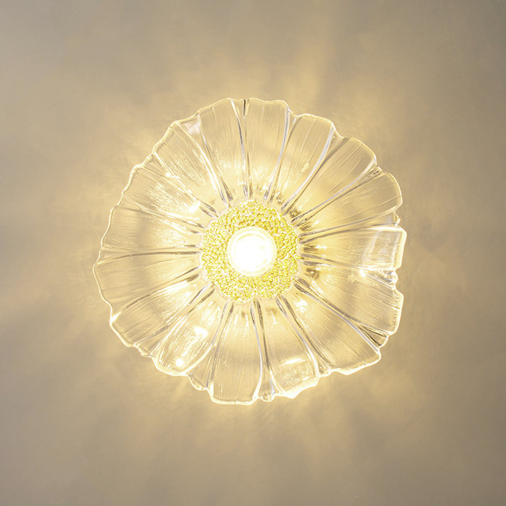 Carins Art Deco Flower Glass Flush Mount Ceiling Light – Clear/Green