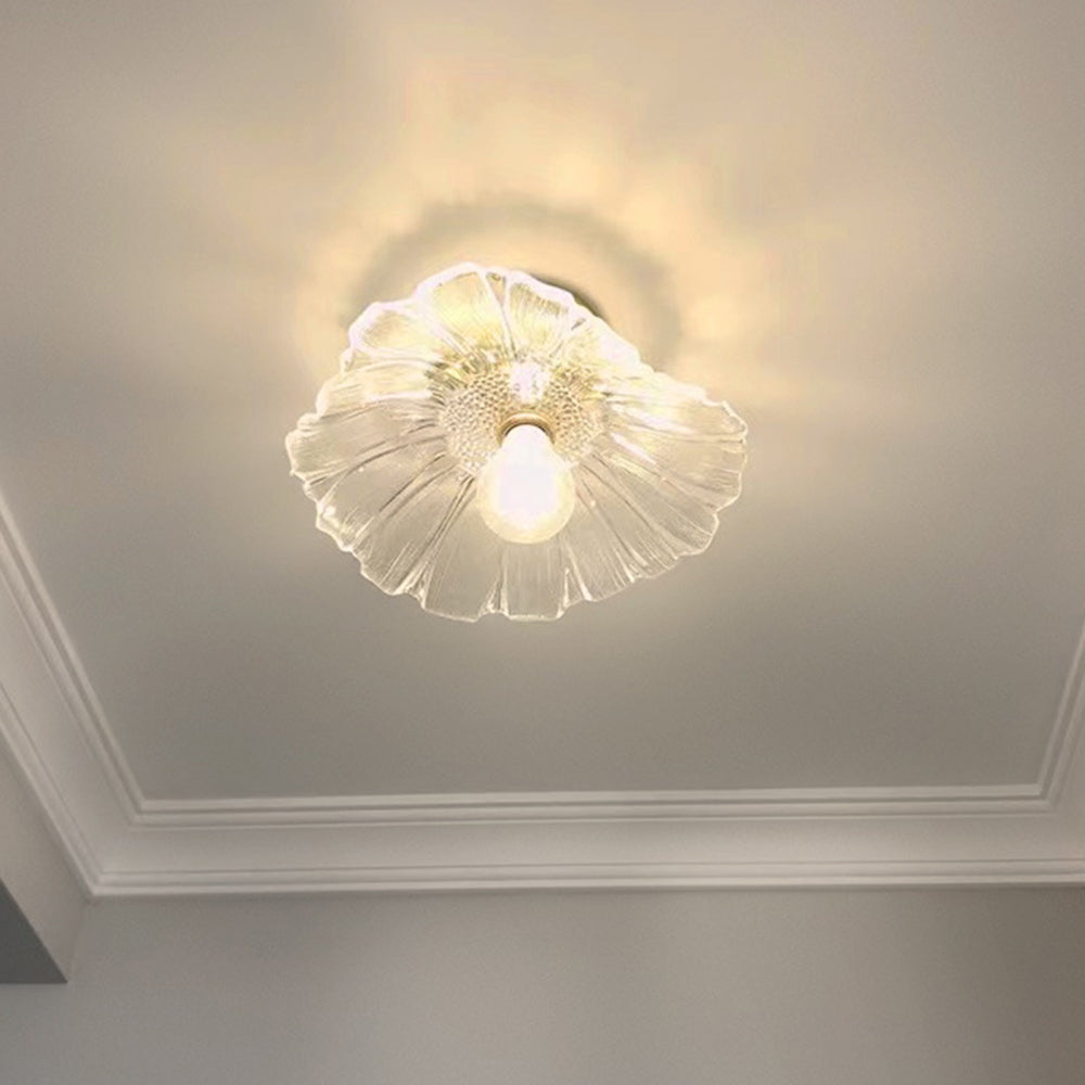 Carins Art Deco Flower Glass Flush Mount Ceiling Light – Clear/Green
