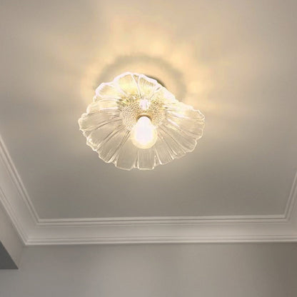 Carins Art Deco Flower Glass Flush Mount Ceiling Light – Clear/Green