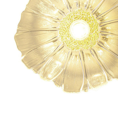 Carins Art Deco Flower Glass Flush Mount Ceiling Light – Clear/Green