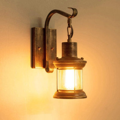 Country Industrial Retro Wall Lamp – Glass Shade, E27 Socket