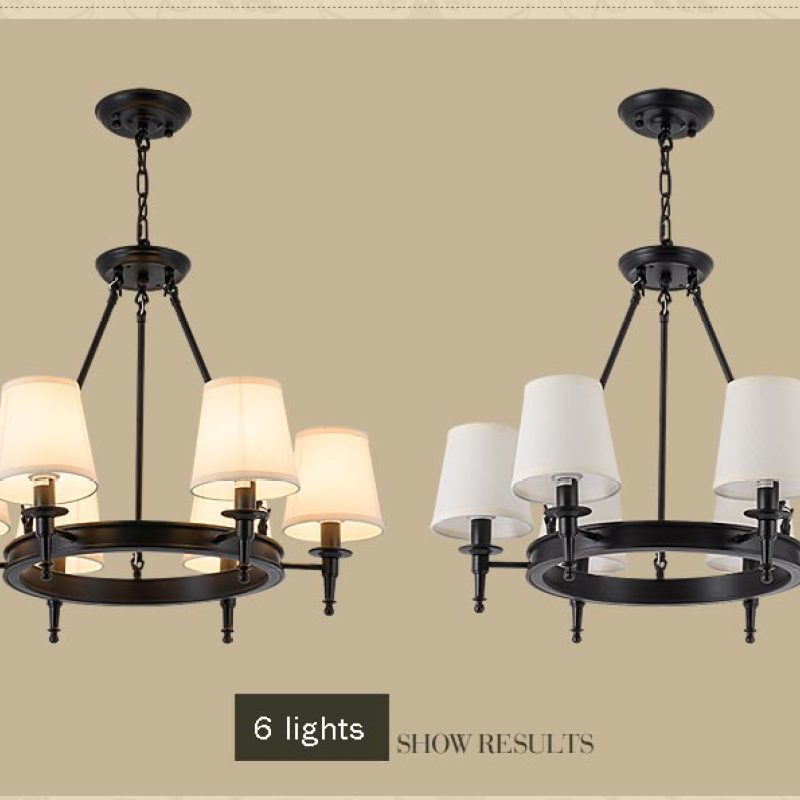 Vintage Ring Chandelier – Fabric Shade Ceiling Light