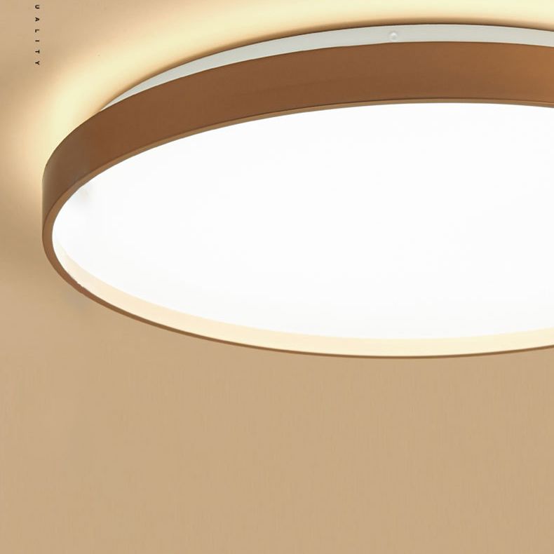 Round Metal Flush Mount Ceiling Light Dimmable White Grey Gold Finish