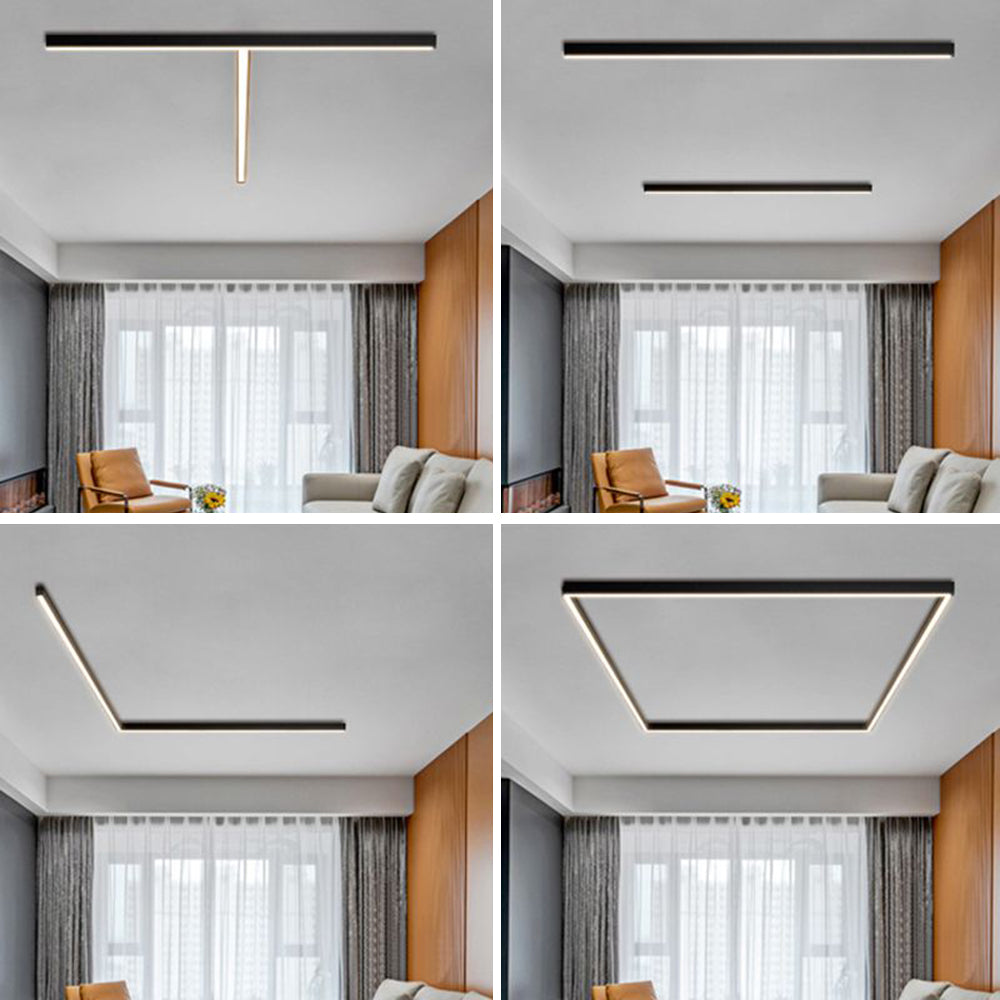 Edge Modern LED Linear Flush Mount Ceiling Light – Black, 23.6–47.2"