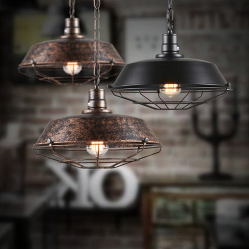 Rustic Industrial E27 Pendant Lamp Shade – Black or Rust Finish