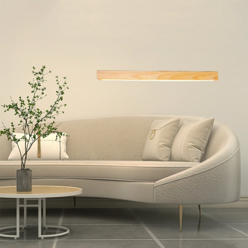 Natural Wood Linear Wall Lamp For Warm Ambience