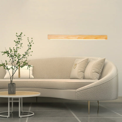 Natural Wood Linear Wall Lamp For Warm Ambience