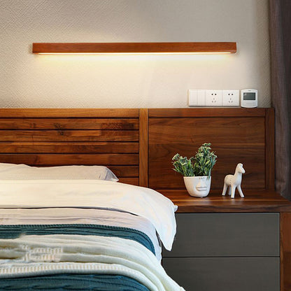 Natural Wood Linear Wall Lamp For Warm Ambience