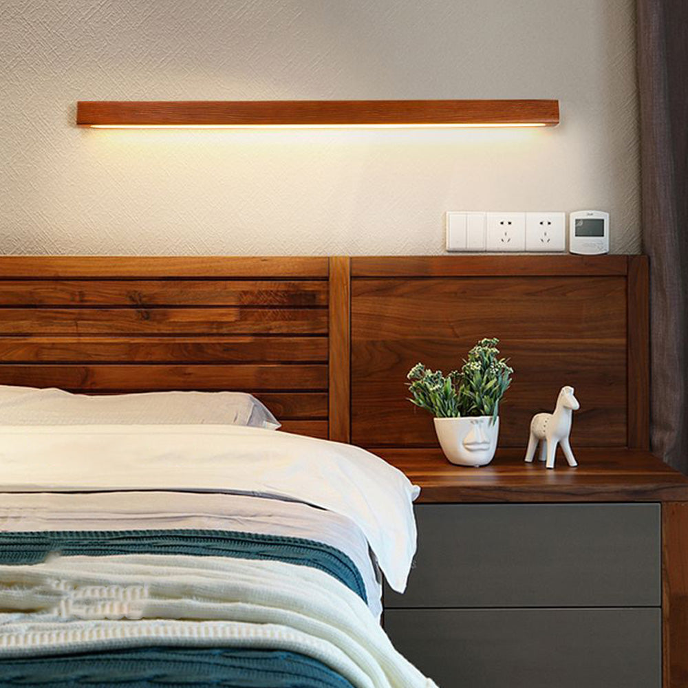 Natural Wood Linear Wall Lamp For Warm Ambience