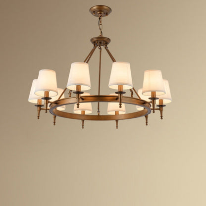 Vintage Ring Chandelier – Fabric Shade Ceiling Light