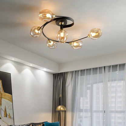 Nordic LED Ceiling Chandelier – Modern Glass Retro Pendant Lamp