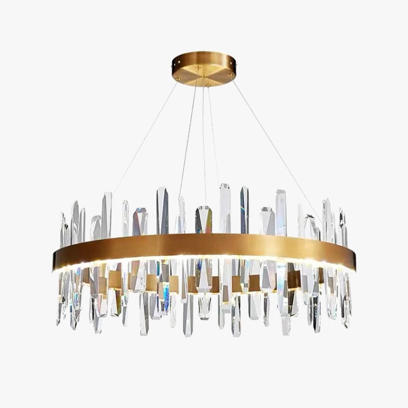 Modern Crystal Chandelier – LED Gold Plated, Adjustable Pendant