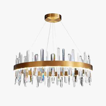 Modern Crystal Chandelier – LED Gold Plated, Adjustable Pendant
