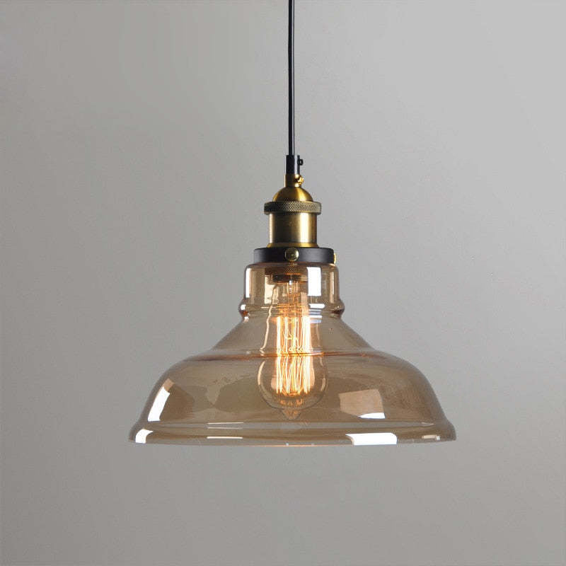 Industrial Glass Pendant Light – Adjustable Hanging Ceiling Lamp (E27)