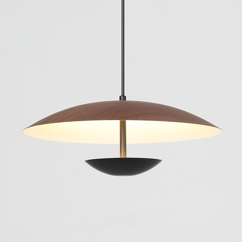 Carins Nordic LED Frisbee Pendant Light – Wood/Brown, 13.8/17.7"