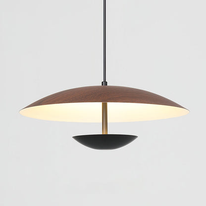 Carins Nordic LED Frisbee Pendant Light – Wood/Brown, 13.8/17.7"