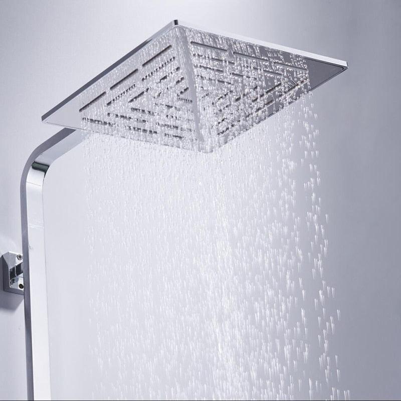 Rain Shower Heads - 12" Chrome Stainless Steel Multiple Holes Water Out Square Rain Shower Head Rainfall Showerheads