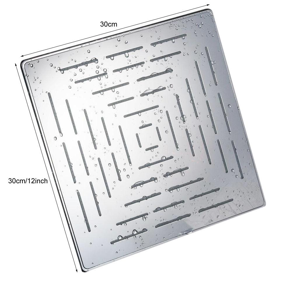 Rain Shower Heads - 12" Chrome Stainless Steel Multiple Holes Water Out Square Rain Shower Head Rainfall Showerheads