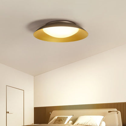 Carins Round Brass Flush Ceiling Light 13.8"-15.8" – 3-Color LED