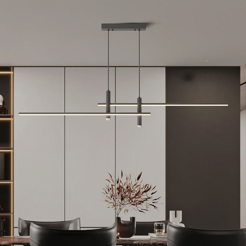 Edge Linear Pendant Light – Black & Gold, 35.4", Dimmable LED