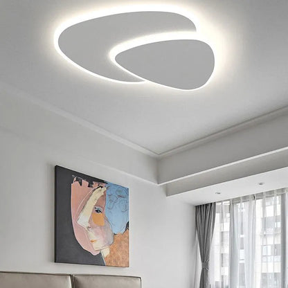 Modern Oval LED Flush Ceiling Light – White Acrylic & Metal Design