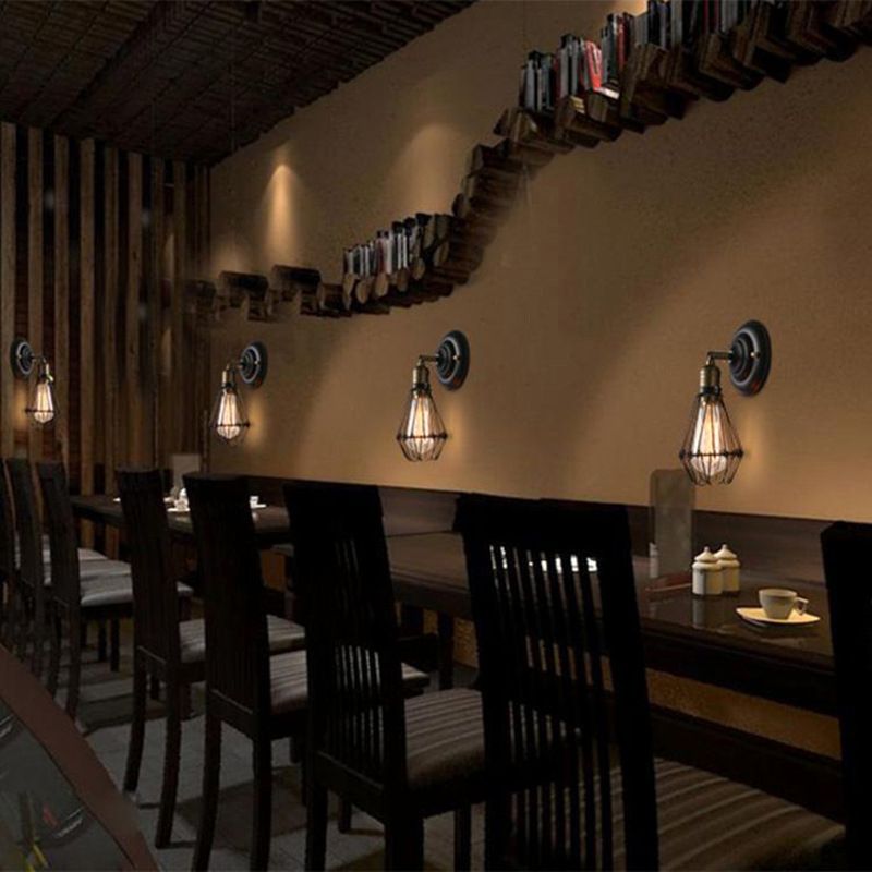 Alessio Industrial Lantern Wall Lamp – Black or Rust Finish