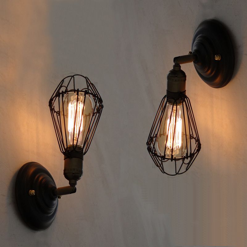 Alessio Industrial Lantern Wall Lamp – Black or Rust Finish