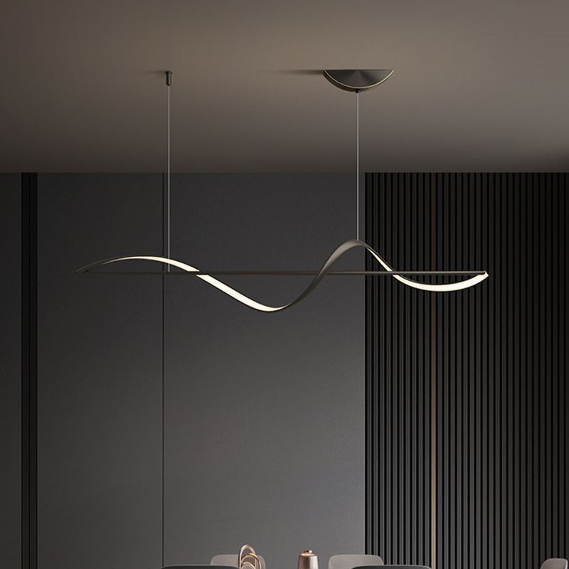 Louise Wave Linear Pendant Light – 39.4/47.2", Black or Gold