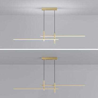 Edge Linear Pendant Light – Black & Gold, 35.4", Dimmable LED