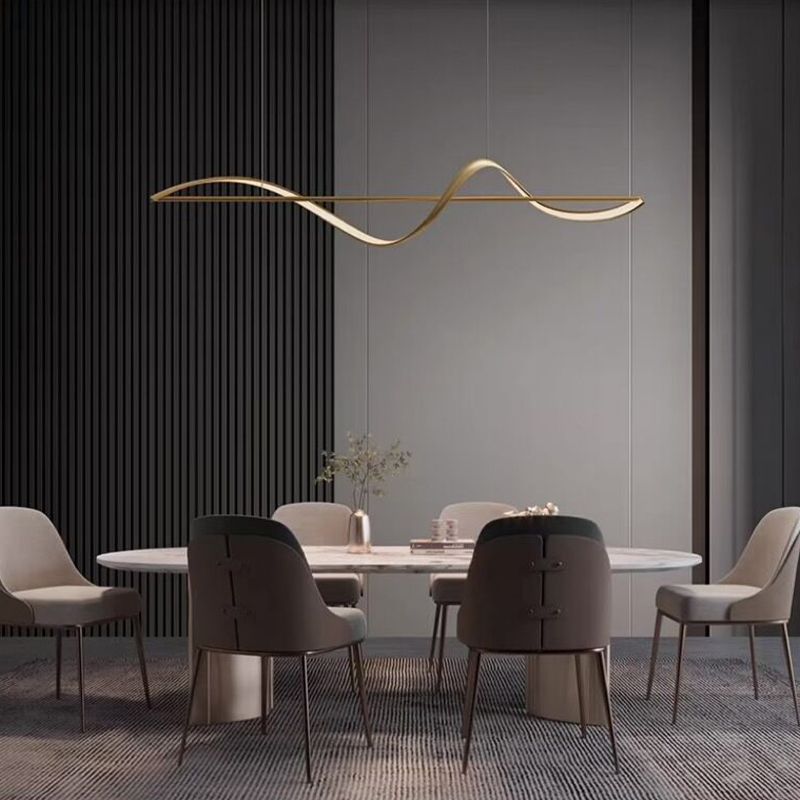 Louise Wave Linear Pendant Light – 39.4/47.2", Black or Gold