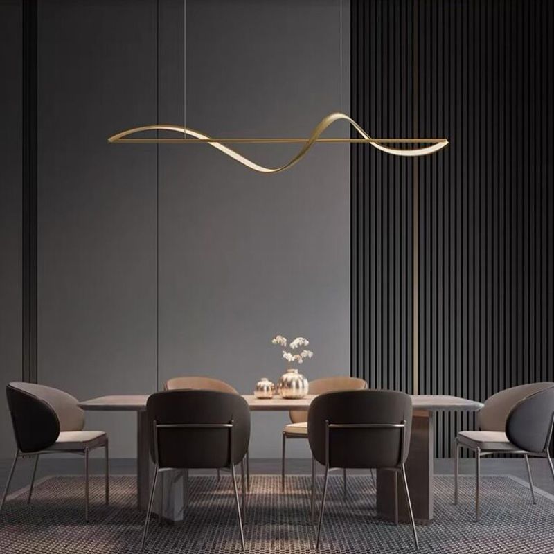 Louise Wave Linear Pendant Light – 39.4/47.2", Black or Gold