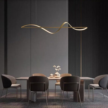 Louise Wave Linear Pendant Light – 39.4/47.2", Black or Gold